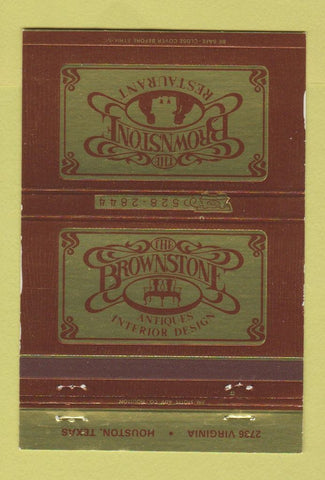 Matchbook Cover - The Brownstone Restaurant Houston TX 40 Strike