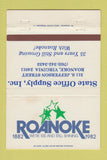 Matchbook Cover - Roanoke 1982 State Office Supply VA 40 Strike