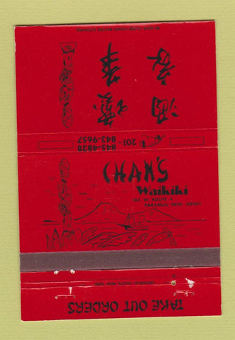 Matchbook Cover - Chan's Waikiki Paramus NJ Tiki 40 Strike
