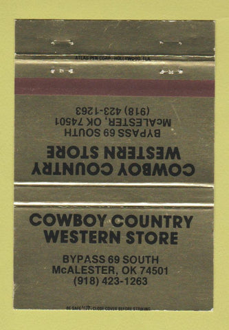 Matchbook Cover - Cowboy Country Western Store McAlester OK 40 Strike