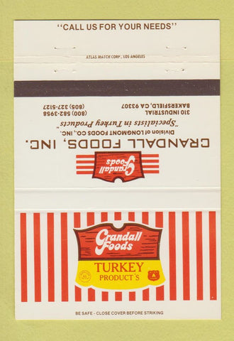 Matchbook Cover - Crandall Foods Longmont Bakersfield CA Turkey 40 Strike