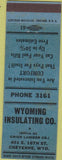 Matchbook Cover - Wyoming Insulating Co Cheyenne WY blue