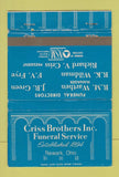 Matchbook Cover - Criss Brothers Funeral Home Newark OH 40 Strike