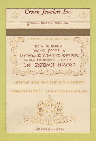 Matchbook Cover - Hamilton Watches Detroit MI 40 Strike