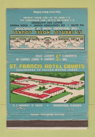 Matchbook Cover - St Francis Hotel Courts Mobile AL Montgomery WEAR 40 Strike