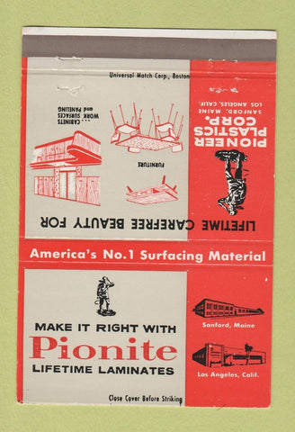 Matchbook Cover - Pionite Laminates furniture Los Angeles CA 40 Strike