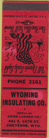 Matchbook Cover - Wyoming Insulating Co Cheyenne WY red