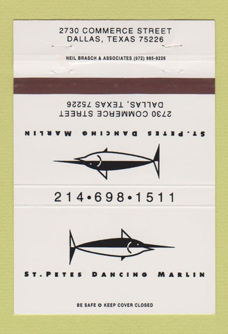 Matchbook Cover - St Pete's Dancing Marlin Dallas TX 40 Strike