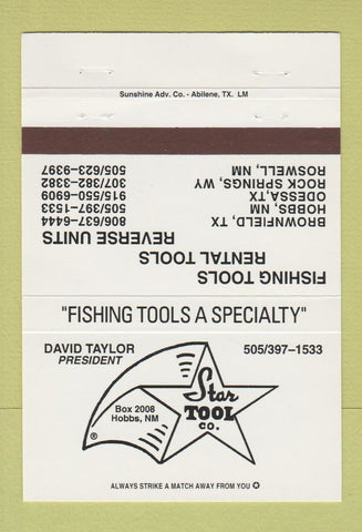 Matchbook Cover - Star Tool Fishing Hobbs NM 40 Strike