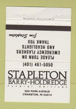 Matchbook Cover - Stapleton Barry Holdredge Funeral Home Cranston RI 40 Strike