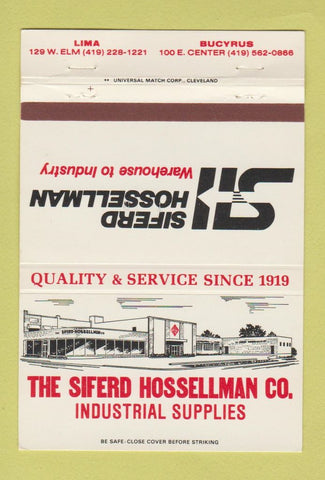 Matchbook Cover - Siferd Hossellman Industrial Supply Lima Bucyrus OH 40 Strike