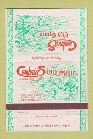 Matchbook Cover - Cambria's Old Spain Buffalo NY 40 Strike
