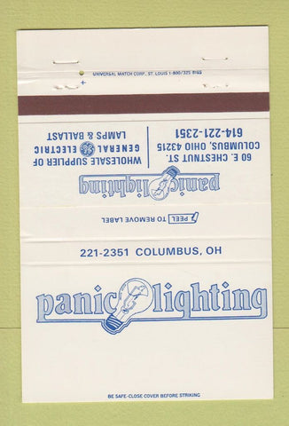Matchbook Cover - Panic Lighting Columbus OH GE Lamps 40 Strike