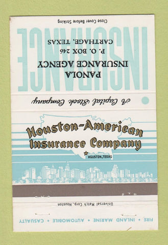 Matchbook Cover - Panola Insurance Agency Carthage TX 40 Strike