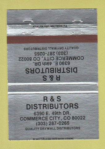 Matchbook Cover - R&S Distributors Commerce City Colorado Drywall 40 Strike