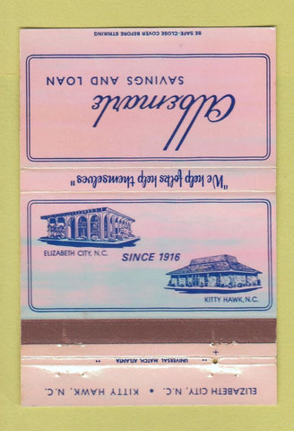 Matchbook Cover - Albemarle Savings Loan Elizabeth City Kitty Hawk NC 40 Strike