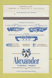 Matchbook Cover - Alexander Funeral Homes Evansville IN 40 Strike