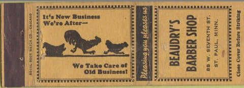 Matchbook Cover - Beaudry's Barber Shop St Paul MN WORN