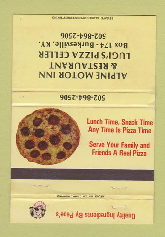 Matchbook Cover - Alpine Motor Inn Lugi's Pizza Burkesville KY WEAR 40 Strike