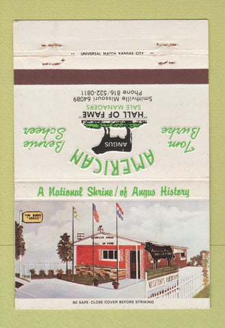 Matchbook Cover - American Angus Hall of Fame Smithville MO 40 Strike