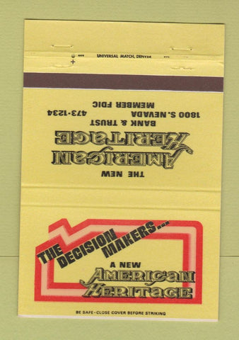 Matchbook Cover - American Heritage Bank 40 Strike