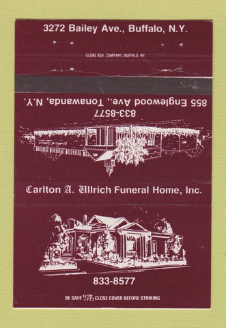 Matchbook Cover - Carlton Uilrich Funeral Home Buffalo NY #2 40 Strike