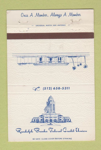 Matchbook Cover - Randolph Brooks Credit Union WEAR 40 Strike