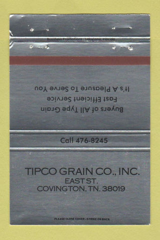 Matchbook Cover - Tipco Grain Covington TN SILVER 40 Strike