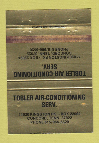 Matchbook Cover - Tobler Air Conditioning Concord TN WORN 40 Strike