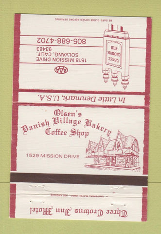 Matchbook Cover - Three Crowns Inn Motel Solvang CA 40 Strike