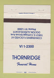 Matchbook Cover - Thornridge Funeral Home Dolton IL 40 Strike