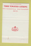 Matchbook Cover - Three Tomatoes Catering Denver Colorado 40 Strike