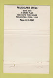Matchbook Cover - Title Insurance Corp Philadelphia PA 40 Strike