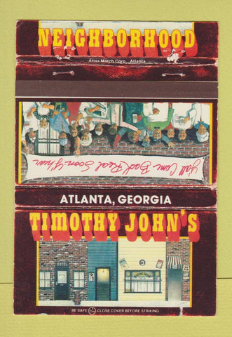Matchbook Cover - Tomothy John's Atlanta GA 40 Strike