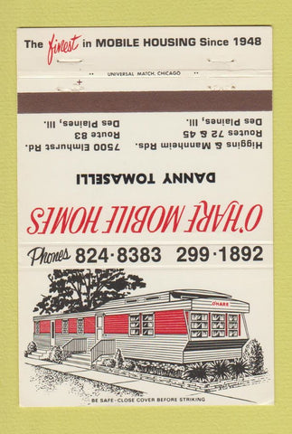 Matchbook Cover - O'Hare Mobile Homes Des Plaines IL Danny Tomaselli 40 Strike