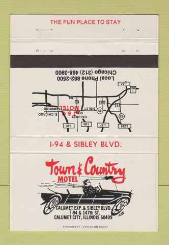 Matchbook Cover - Town and Country Motel Calumet City IL 40 Strike