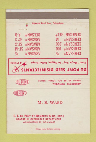 Matchbook Cover - DuPont ME Ward Wilmington DE Grasselli Chemical 40 Strike