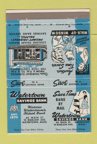 Matchbook Cover - Watertown Savings Bank MA DOUBLE PRINT 40 Strike
