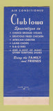 Matchbook Cover - Club Iowa Charles City IA 30 Strike