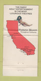 Matchbook Cover - Pussycat Porn Theatres girlie CA CHAIN WEAR 30 Strike