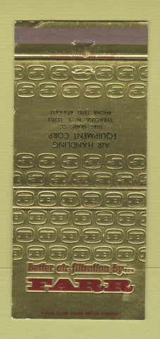 Matchbook Cover - Farr Air Handling Equipment Syracuse NY 30 Strike