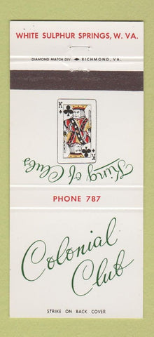 Matchbook Cover - Colonial Club White Sulphur Springs WV 30 Strike