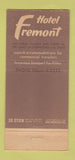 Matchbook Cover - Hotel Fremont Los Vegas NV 30 Stick