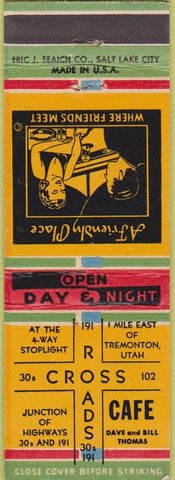 Matchbook Cover - Cross Roads Cafe Tremonton UT local manumark