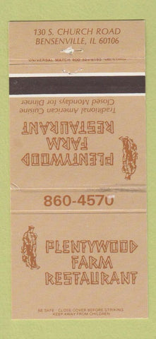Matchbook Cover - Plentywood Farm Restaurant Bensenville IL 30 Strike