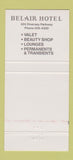 Matchbook Cover - Belair Hotel Chicago IL 30 Strike