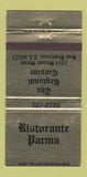 Matchbook Cover - Ristorante Parma San Francisco CA WEAR 30 Strike