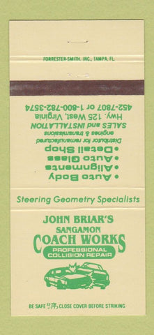 Matchbook Cover - John Briar's Coach Works West VA 30 Strike