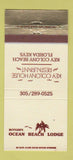 Matchbook Cover - Ruttger's Ocean Beach Lodge Key Colony Beach FL 30 Strike