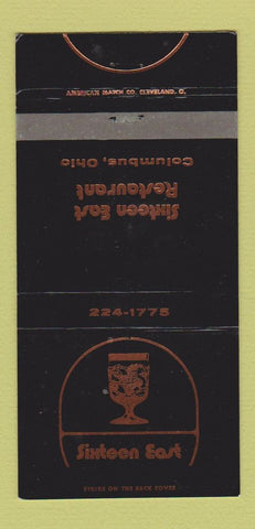 Matchbook Cover - Sixteen East Restaurant Columbus OH 30 Strike